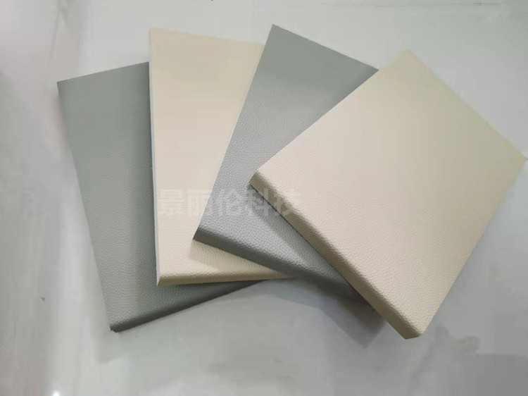 多种颜色皮革防撞软包墙板样品,高密度海绵填充圆角包边,适用于办案区审讯室墙面防撞