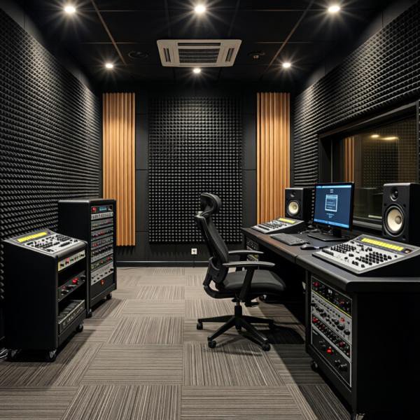 acoustic sound panels 产品应用场景图，专业商业摄影风格，高清
